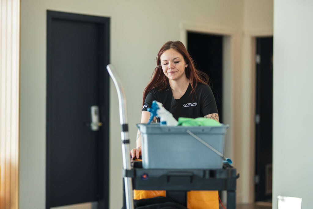 janitorial cleaning service in an office environment